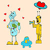 Robots in love coloring